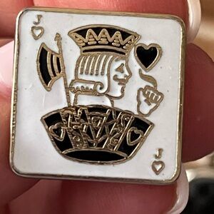 Jack of Hearts Enamel cufflinks, and tie clip